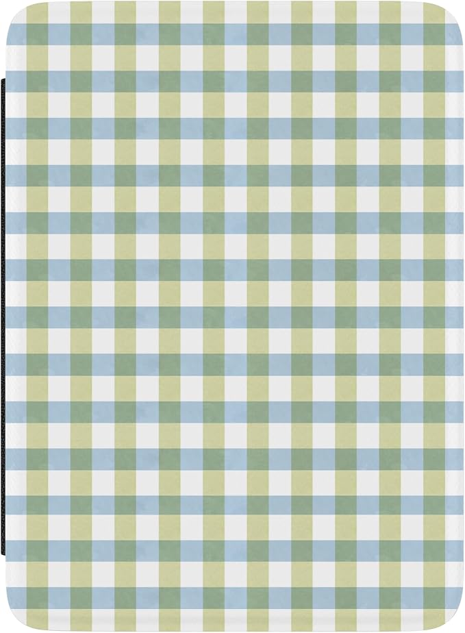 Casely Kindle Case | Pastel Picnic | Blue & Green Gingham | Compatible with 7” Kindle Colorsoft and 7” Kindle Paperwhite (12th Gen 2024 Models)