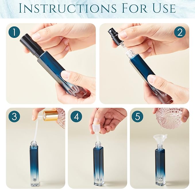 Domensi 20 Pcs 10/15/20/30 ml Perfume Travel Refillable Glass Bottles Spray Bottle Perfume Atomizer for Cologne Dispenser Leak-proof Fragrance Bottles Atomizer Pump Kit (10 ml,Amber Color)