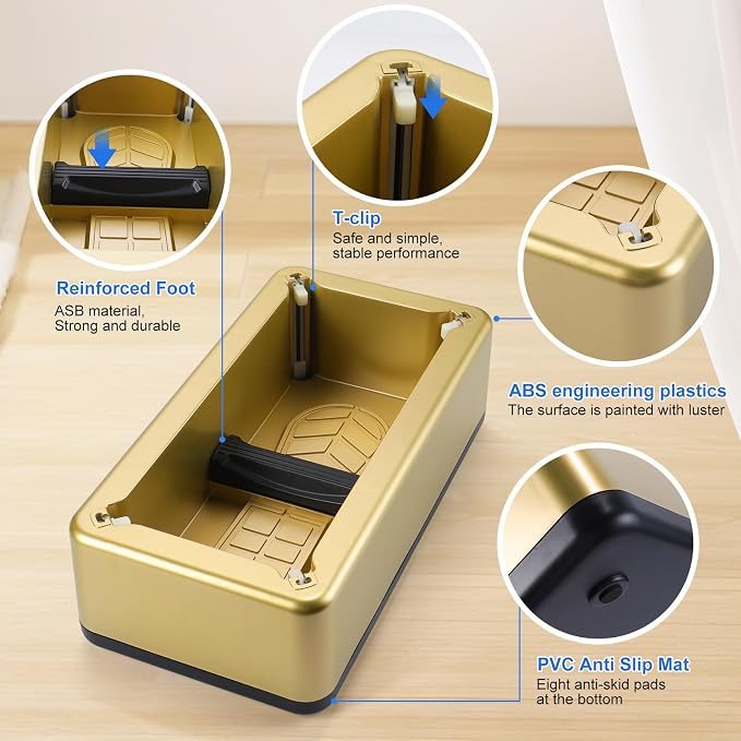 Shoe Cover Machine with 200pcs Shoe Covers Disposable, User-Friendly and Reliable Shoe Cover Dispenser, Fits Size Up to 11 US Men, Widely Applicable in Indoor, Hospital(Gold)