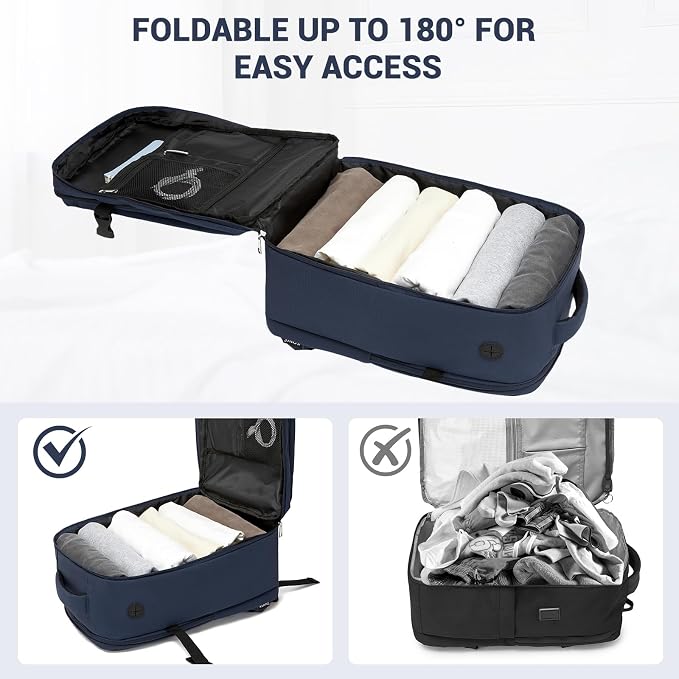 Kono Airline Approved Suitcase Set 3 Piece Luggage Set Lightweight Carry On Travel Luggage, TSA Lock Spinner Wheels Hardshell (Navy/Brown, (BP/20))