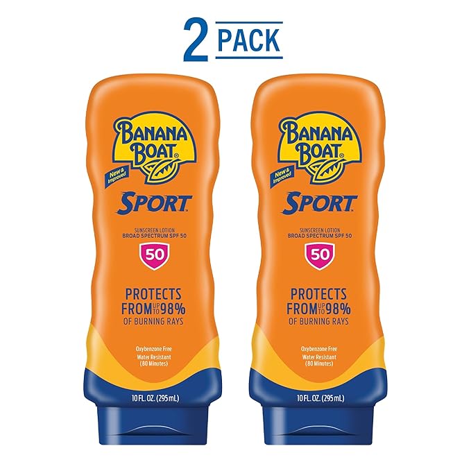 Banana Boat Sport Sunscreen Lotion, SPF 50, 10 Oz Each, Twin Pack