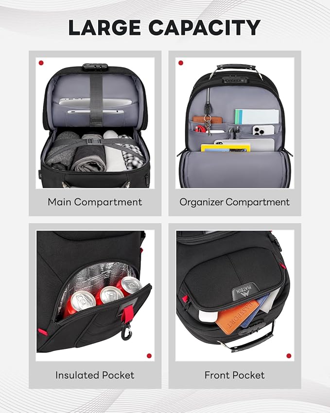 MATEIN Rolling Bag with Wheels, 17 Inch Extra Large Laptop Roller Backpack for Adults with Anti Theft Lock & Sturdy Handle, Water Resistant Wheeled Bag Carry On Luggage for Teacher Work Travel Men