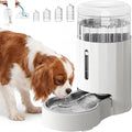 CZPET Dog Water Bowl Dispenser 7L, Wider Mouth & Upgraded Brush for Easy Cleaning Automatic Cat Gravity Refilling Waterer with Removable Stainless Steel Bowl, Large Drinking Area for Multi-Pet (White)