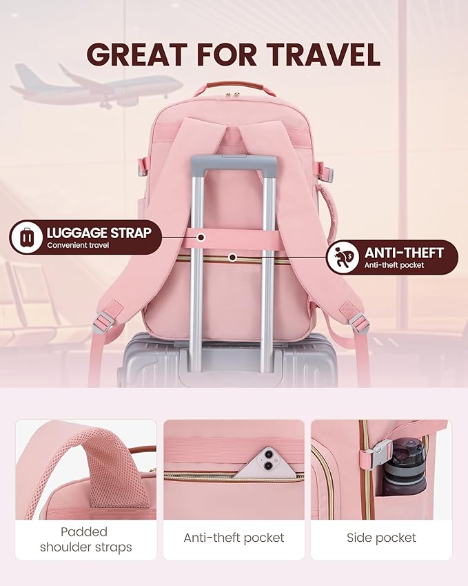LOVEVOOK 40L Travel Backpack Flight Approved Carry on Backpack,3 Packing Cubes,Waterproof Personal Item Travel Bag,TSA Carry on Luggage Suitcase Travel Essentials,Gifts for Women & Men,fits 17" Laptop