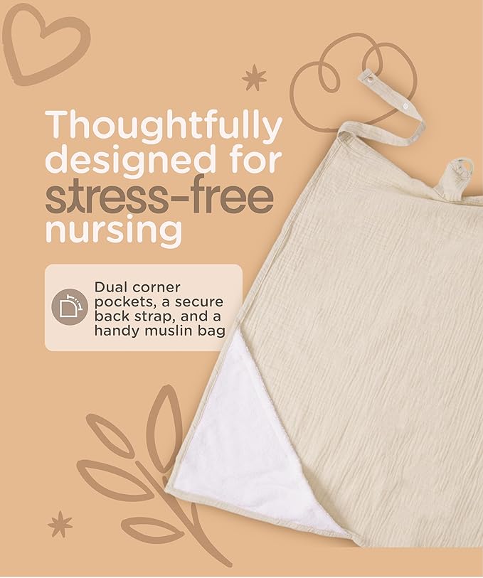 Kiddycare Nursing Cover, Muslin Cotton Privacy Nursing Covers, Gentle on Baby's Skin, Discreet Breastfeeding Covers for Nursing Moms, Breathable Nursing Cover Up for Breastfeeding Essentials (Cream)