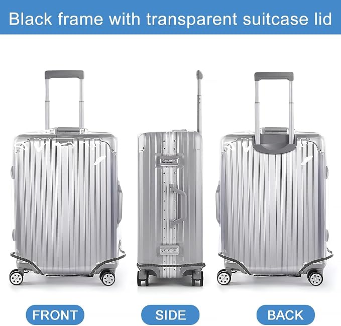 3 piece Clear Luggage Cover for Suitcase Tsa Approved Thicken PVC Plastic Suitcase Protector Cover for Baggage Travel Waterproof 20 24 28 inch