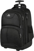MATEIN Wheeled Backpack, 18 inch Laptop Backpack with Wheels for College, Rolling Travel Backpack, Carryon Trolley Luggage Suitcase Compact Business Computer Bag for Men Women, Black