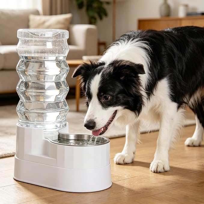 RIZZARI 9L Gravity Elevated Stainless Steel Dog Water Dispenser | Comfortable Drinking Height for Large & Senior Dogs,Filtered Hydration Design, No Electricity Needed, Spill-Proof