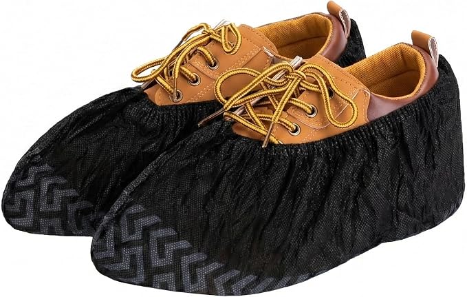 200 Pack XL Shoe Covers Disposable Non Slip - Heavy Duty Waterproof Shoe Covers & Booties for Shoes Covers - Durable Shoe Covers for Indoors Reusable Quality, Fits US Men’s Size 13 & Work Boots
