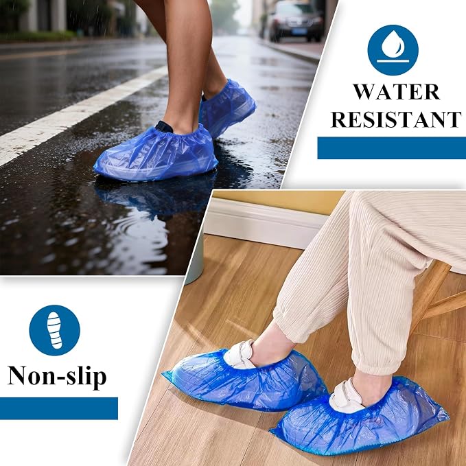 1200 Pack(600 Pairs) Disposable Shoe Covers Non Slip Waterproof Durable Shoe Booties Covers Recyclable Shoe Protector Covers for Indoor Floor Carpet Workplace, One Size Fit Most