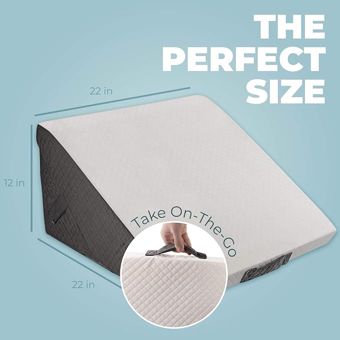 Kolbs Bed Wedge Pillow for Sleep Apnea, FSA Eligible Acid Reflux, and Back Pain Relief, with Chic Jacquard Cover - Headboard Wedges for Sleeping (Adjustable Height Wedge)