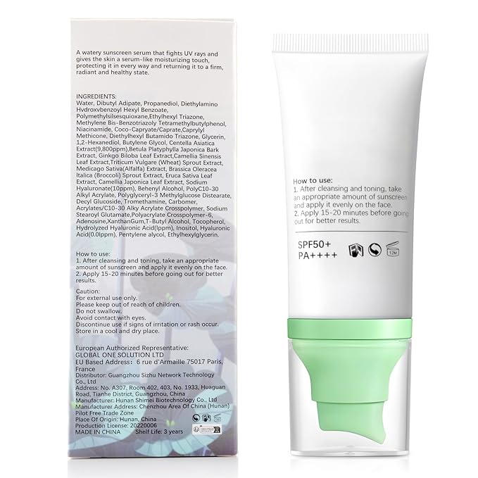 Centella Sunscreen SPF 50, Sunscreen for Face, Water Resistant Strong UV Protection No White Cast, Centella Madagascar Face Sun Screen Oil Free Korean Skincare(Green 2)