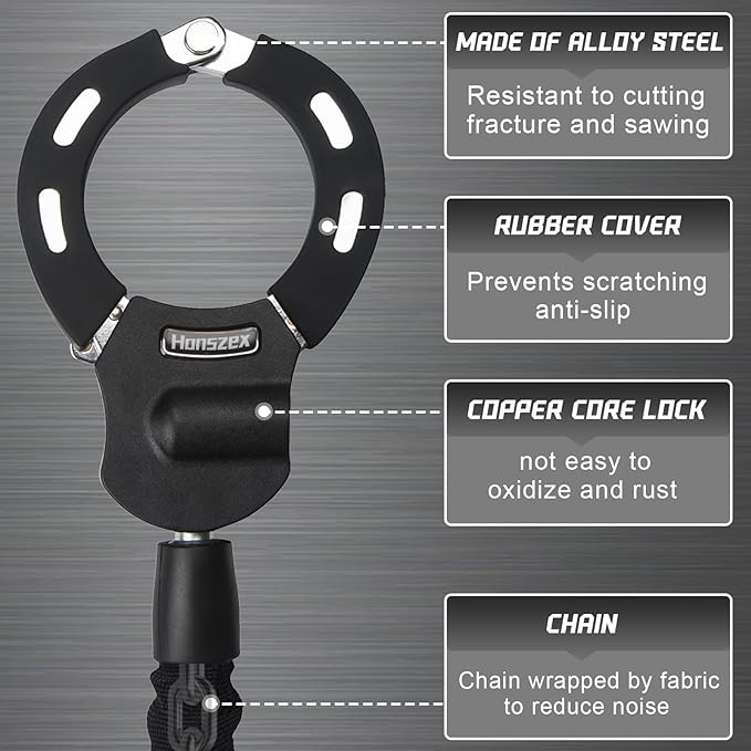 Scooter Lock, Bike Locks High Security with Key, 36.22inch Heavy Duty Bike Lock Chain, Accessories for Electric Scooter, E-Bikes