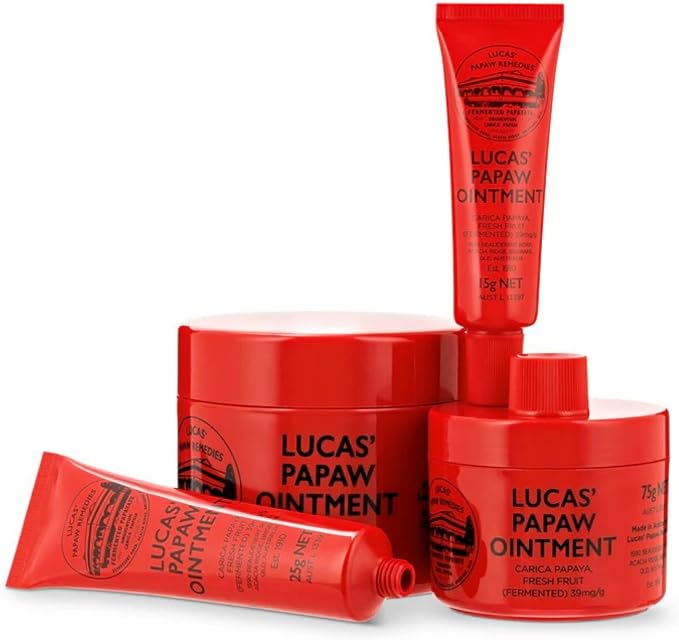 Lucas Papaw Ointment 25g Tubes — 4 Pack — Fermented Papaya Lip and Skin Balm for Dry Lips, Cracked Skin and Everyday Care, Made in Australia