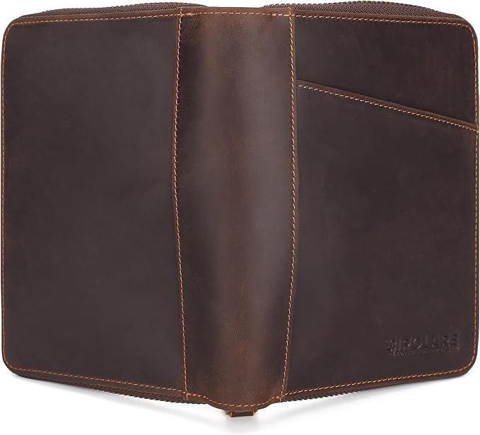 Polare Full Grain Leather Dual Passport Wallet and RFID Blocking Bifold Passport Cover Travel Document Organizer Holder 2 Passports (Dark Brown)