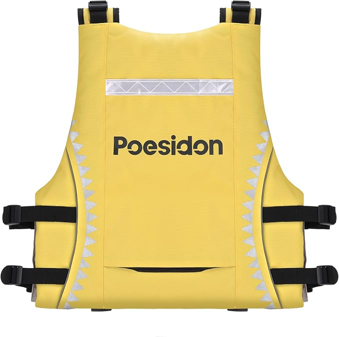 Poseidon Adjustable Water Safety Life Jacket - Classic Unisex Design with Front/Rear Storage Compartments for Multiple Water Activities
