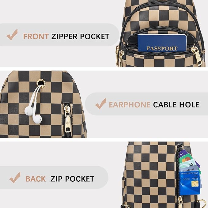 BOSTANTEN Sling Bag for Women Leather Crossbody Bags Fanny Pack Chest Bag for Travel