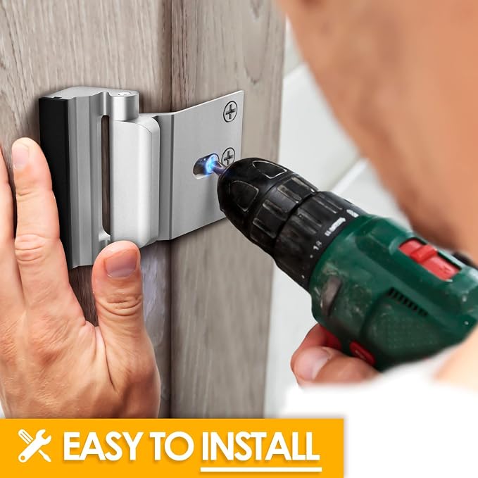 Door Reinforcement Lock Home Security - Door Locks for Kids Safety Childproof Door Latch Guard with 3" Stop Withstand 800 lbs Inward Swinging Front Door Upgrade Night Lock Prevent Unauthorized Entry