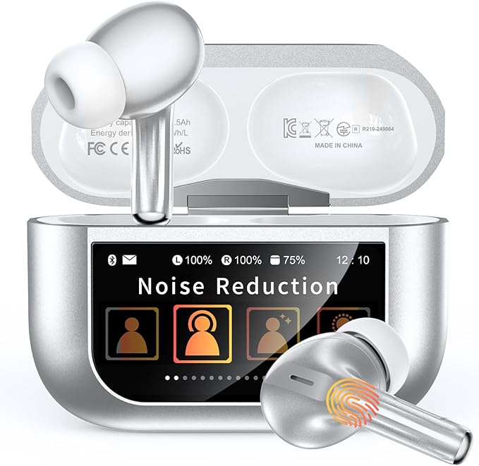 Bucephalus Wireless Earbuds, Ear Buds Active Noise Cancelling with Smart Charging Case, Bluetooth 5.4 Headphones, 48H Playtime & Bass Stereo Sound, Compatible with iPhone, Android, Pad - Sliver