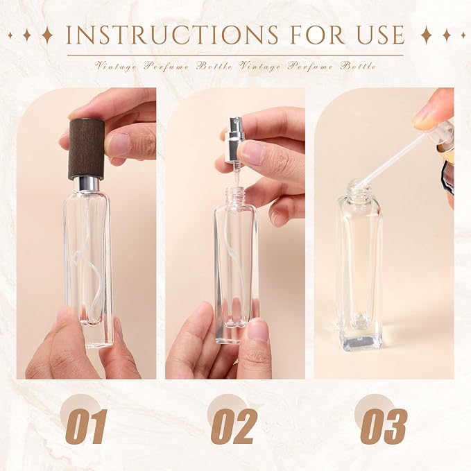 Domensi 20 Pcs 10/15/20/30 ml Perfume Travel Refillable Glass Bottles Spray Bottle Perfume Atomizer for Cologne Dispenser Leak-proof Fragrance Bottles Atomizer Pump Kit (15 Ml,Dark Wood Color)