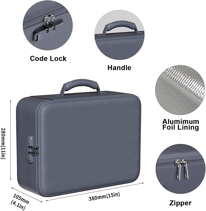 DocSafe 5200°F Document Organizer with Lock,Upgraded Heat Insulated Fireproof＆Waterproof Box 8 Layers File Organizer,Portable Home Travel Safe Storage for Important Documents, Files,Gray (Soft) | Heat Insulated 8 Layers File Protection Bag,Water-Resist...