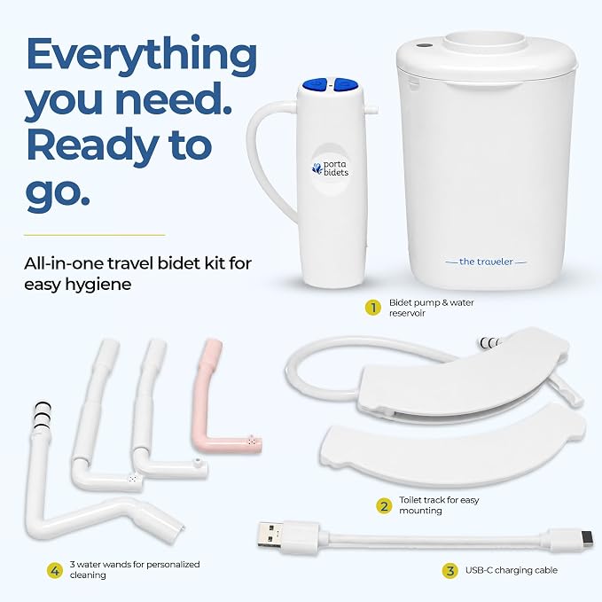 The Traveler Portable Travel Bidet | Mounts to Any Toilet | Compact Hygiene Kit for Hotels, Cruises &