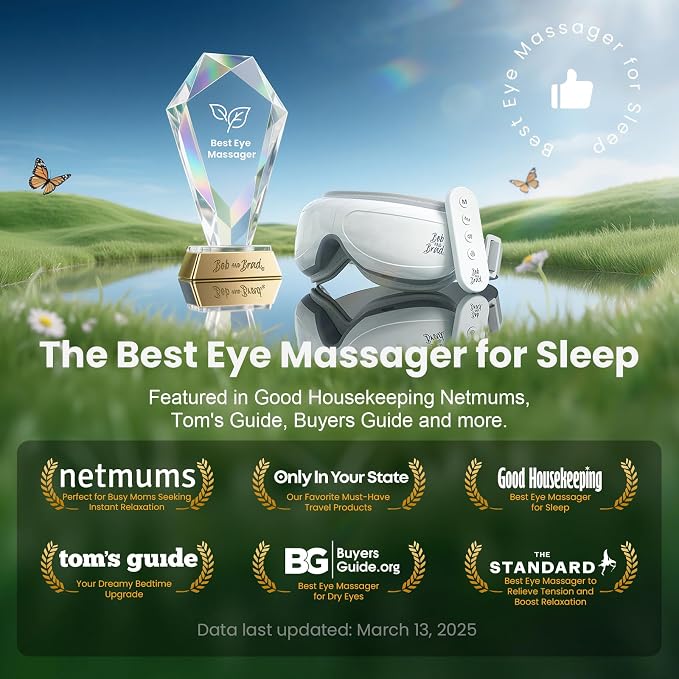 BOB AND BRAD Eye Massager with Heat, FSA Eligible HSA, EyeOasis 2 Plus Eye Mask with Remote Control, Headache Massager for Migraines Dry Eye Stress Relief Improve Sleep, Birthday Gifts for Women Men