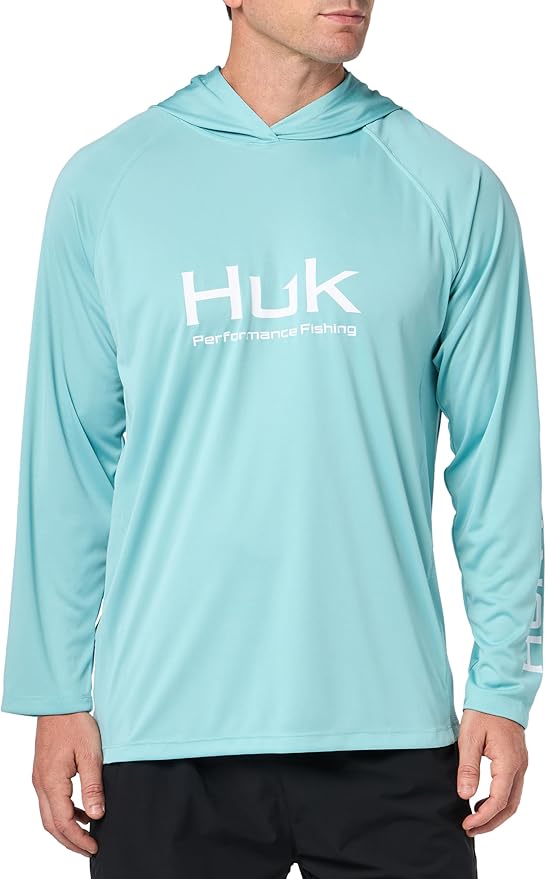 HUK Mens Pursuit Vented Long Sleeve Hoodie, Fishing Shirt with Hood