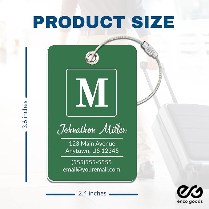 Personalized Luggage Tag | 2 Pack | Custom Luggage Tags for Suitcases | Kids Backpack Tag | 10 Color Options & Choose Font, Font Color