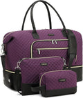 Weekender Bags for Women Travel, Under Seat Carry On Bags for Airplanes Overnight Bag with Shoe Compartment Luggage Sleeve, Foldie Travel Tote Bag Hospital Bag, Travel Gifts, Purple Black