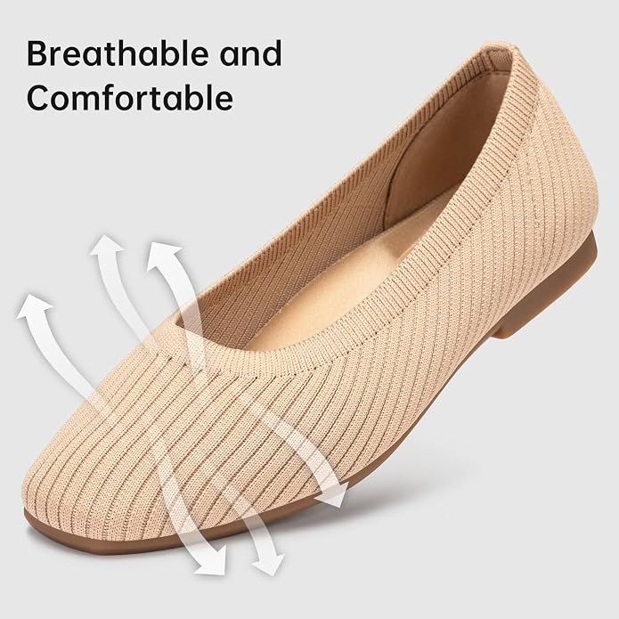 Frank Mully Women's Flats Square Toe Flats Comfortable Slip on Washable Ballet Flats Shoes for Women Dressy Work