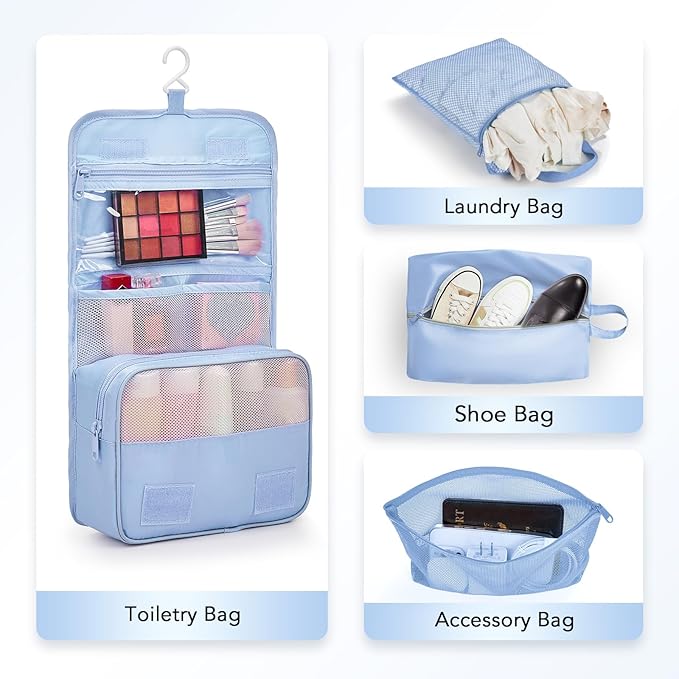 10 Set Compression Packing Cubes for Travel Essentials,Compressible Expandable Packing Cubes for Suitcase,OlarHike Luggage Garment Bags for Travel,Handy Helper for Organizing Clothes(Light Blue)