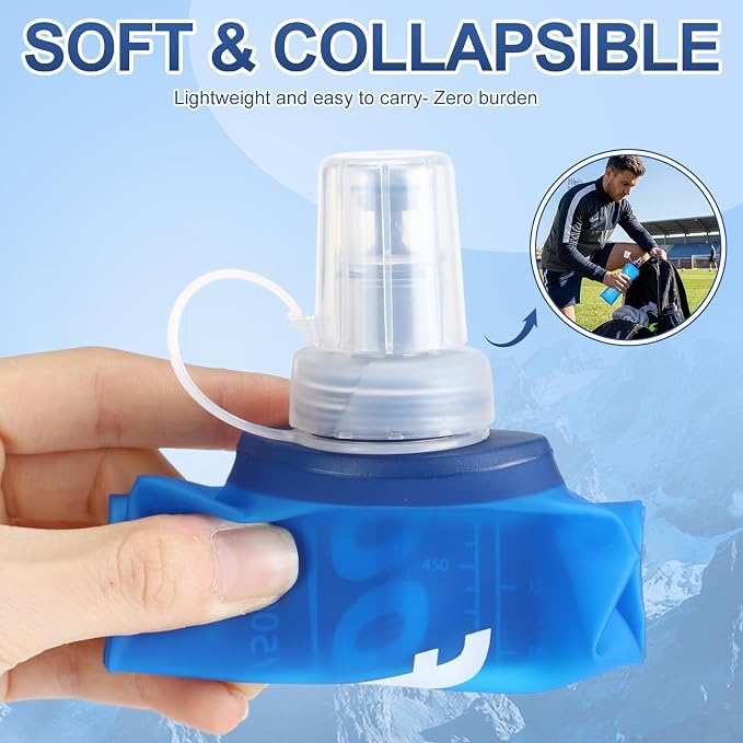 12 Pcs Soft Flask 17oz/500ml TPU Collapsible Water Bottle Foldable Hydration Flask for Running Hiking Cycling Climbing