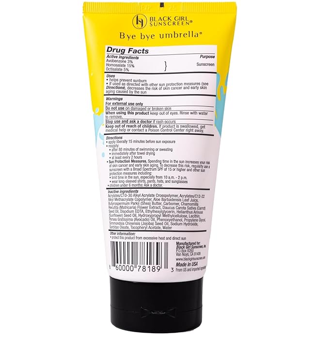Black Girl Sunscreen Kids SPF 50 Lotion for Face & Body- Sun Protection for Skin, Kids Sunscreen, Water Resistant for 80 Minutes, Ideal for Beach & Travel, No White Cast for Melanin Rich Skin- 6 fl oz