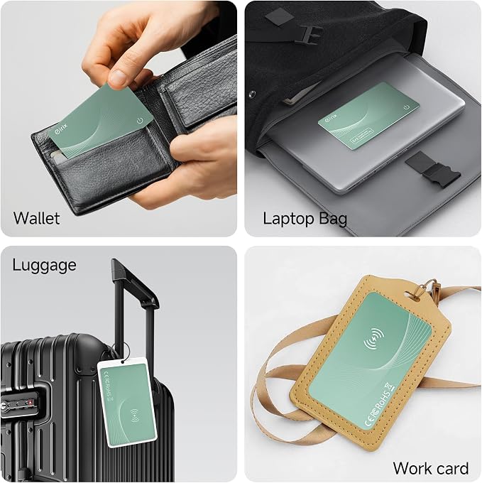 2026 [Apple MFi Certified] (iOS Only) Wallet Tracker Card, Rechargeable Thin Finder, Works with Apple Find My (iOS Only), Item Locator for Luggage Tags, Passports, Phone (Green, 1 Pack)