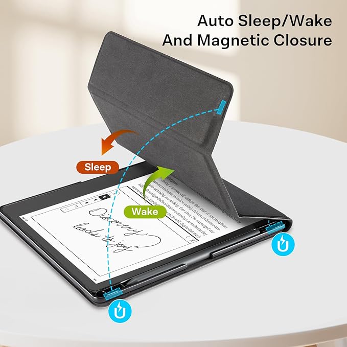 CoBak Stand Case for Kindle Scribe - Premium Folio Leather Cover with Pen Holder, Auto Sleep/Wake - Compatible with 10.2 Inch Kindle Scribe (2022/2024 Release)