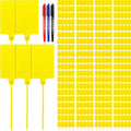 300 Pcs Plastic Tags Seals Shipping Label 255 mm Total Length Waterproof Plastic Hanging Tags and 3 Color Marker Pens for Logistics Shipping Luggage Labeling Fastener (Yellow)