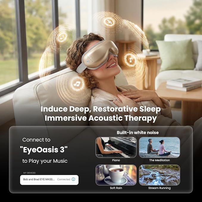 BOB AND BRAD Eye Massager with Heat and Cooling, FSA Eligible HSA Eligible, EyeOasis 3 Eye Massager for Migraine, Heated Eye Mask for Dry Eye Headache Relief Sleep Improve, Ideal Fathers Day Dad Gifts