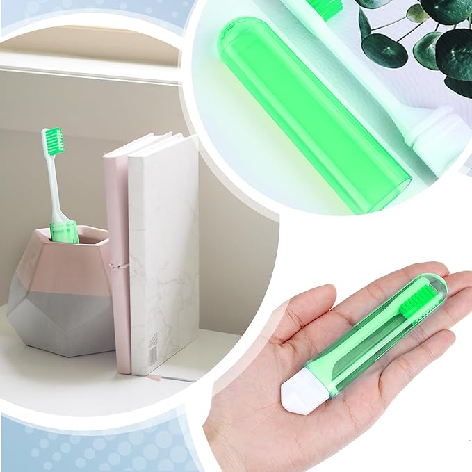 Patelai 4 Pieces Travel Toothbrush Set, Travel Size Toiletries, Soft Bristle Mini Foldable Tooth Brush with Case, Individually Wrapped Small Portable Toothbrush for Camping Home (Candy Color)