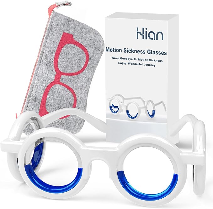 Hion Motion Sickness Glasses, Car Sickness Glasses,Relieve Carsickness Airsickness Seasickness Glasses,Anti Nausea Vertigo Glassesfor Adults or Kids(Red-Box)