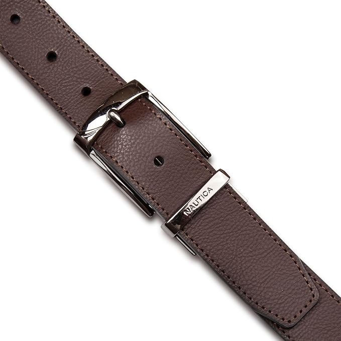 Nautica Men's Reversible Leather Belt | 2-in-1 | Classic | Everyday | Business | Work | Dress | Casual | Metal Buckle