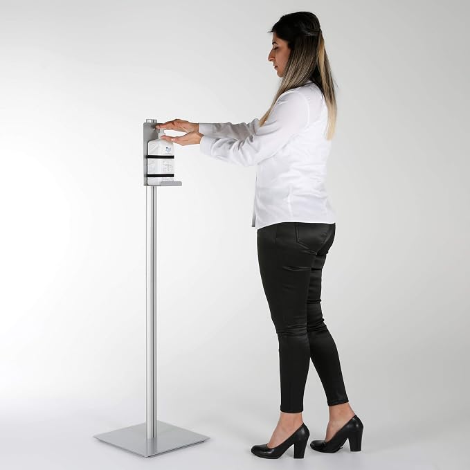 M&T Displays Floor Stand Universal Holder for Liquid/Lotion Soap or Hand Sanitizing Products, Medical Face Mask, Disposable Glove, Wipe, Facial Tissue