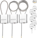 Cable Locks 3-Pack | Keyed Alike Adjustable Cable Lock｜(1.15ft,3.28ft,6.56ft)/Set with 6 Same Keys for Bikes, Gate, Lockers, Gun & Outdoor Gear | Weatherproof & Silver