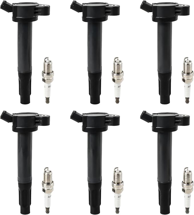 6PCS UF487 Ignition Coils & 6PCS 6619 Iridium Spark Plugs Ignition Coils Pack Fits for 2006-2016 IS350, 2010-2022 4Runner, 2007-2021 Tundra 2.5L 3.5L, Coil Pack Set Replace OE 90919-02255