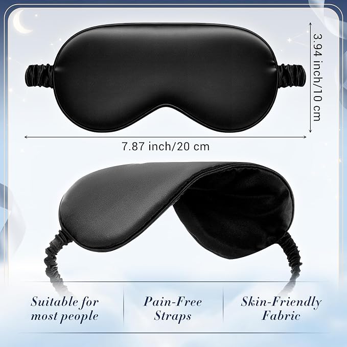 Cuffbow 36 Pcs Silk Sleep Eye Masks Bulk Satin Eye Cover Blindfold Eyeshade with Adjustable Elastic Strap for Women Men Sleeping Travel Wedding Gift(Black, Pink)