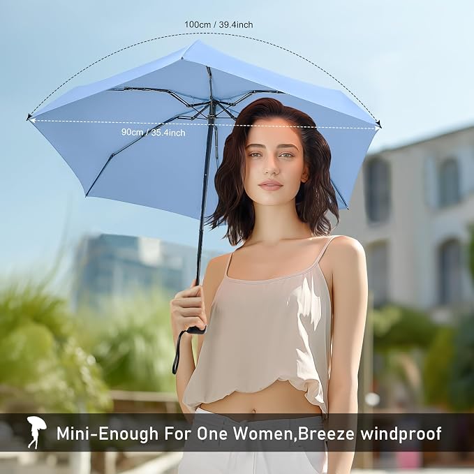 Mini Umbrella - Compact, Waterproof Travel Umbrella for Light Rain, Suitable for Women's Purse and Pocket