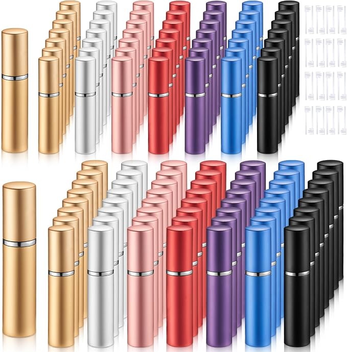 Motiskyy 105 Pcs 5ml 10ml Mini Perfume Atomizer Refillable Travel Spray Bottles Bulk Empty Dispenser Kit for Perfume Makers with Refill Pump Transfer Tool for Outgoing Fragrance Vendor Samples