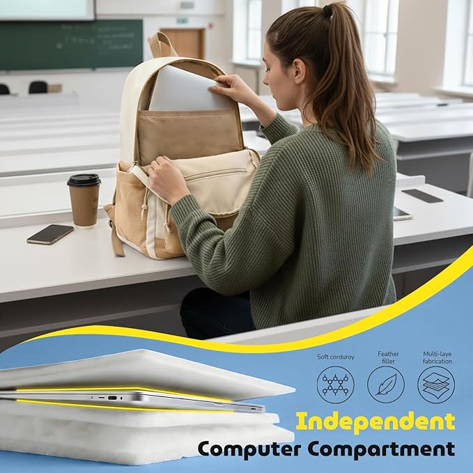 Bluboon School Backpack for Teen Girls Bookbags Elementary High School Corduroy Laptop Bags Women Travel Daypacks