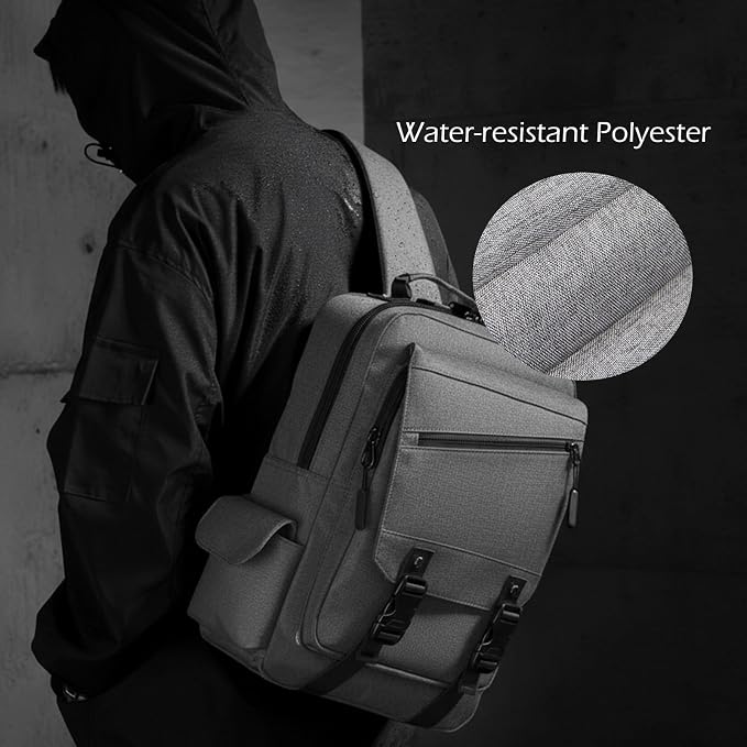 Leaper Anti-Theft Crossbody Sling Bag：one-handed quick-open lock in 3 seconds & hidden zippered pockets for Travel, Work & Daily Commute, Gray