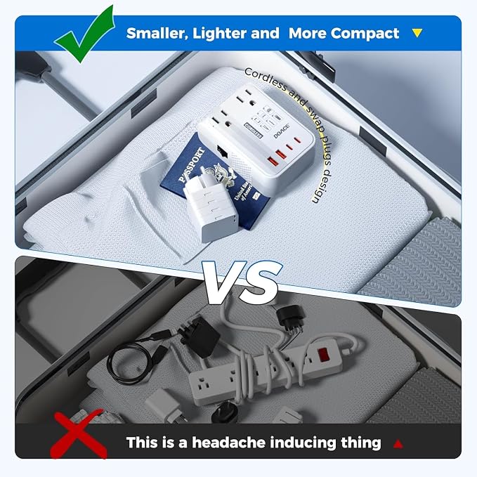 Upgraded 2000W Voltage Converter US to Europe for Hair Dryer - 220V to 110V Converter for European Travel, Power Converter Adapter Combo with 2 PD/QC & UK/AU/US/IT/European Travel Plug Adapters
